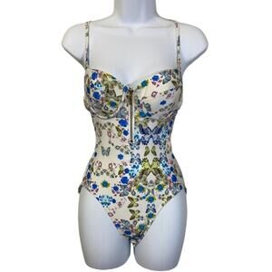 Cyn and Luca NWT Butterfly Floral Print One Piece Swimsuit Molded Pushup Cups XS